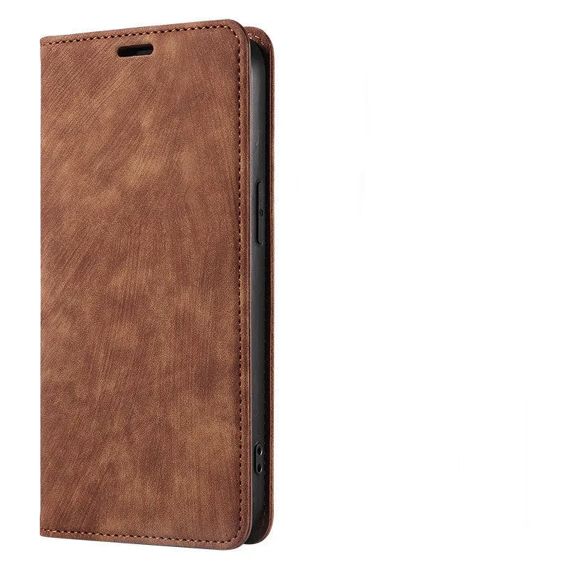 Magnetic flip leather phone case for iPhone in multiple colours showing front flap closed