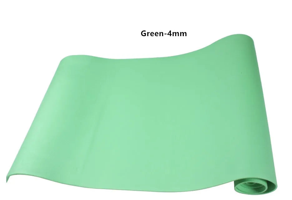 EVA composite yoga mat in red, showing 4mm and 6mm thickness options with anti-skid surface.