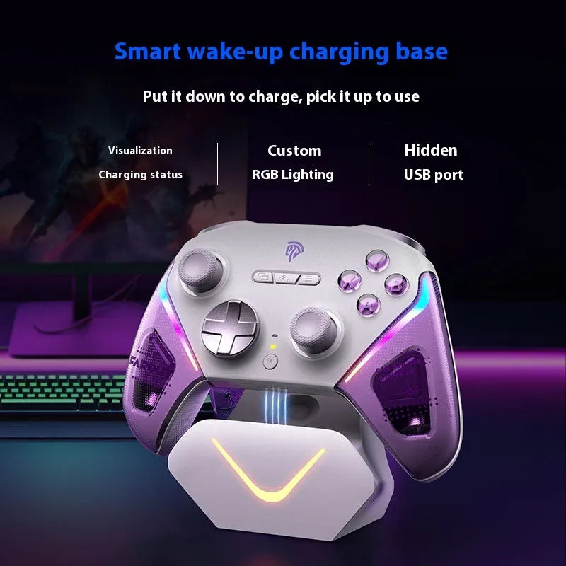 Rocker Smart Dual Trigger Game Controller with charging base in black, green or purple colour