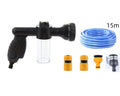 Green high-pressure foam spray gun with adjustable nozzle for car washing and garden cleaning