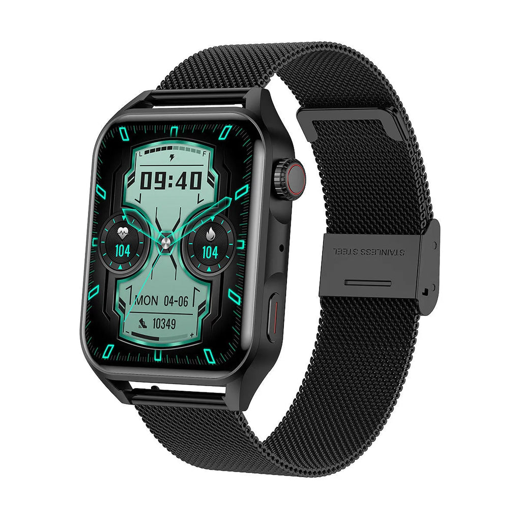 Pink AMOLED NFC smart watch on wrist showing time on 1.8-inch HD screen