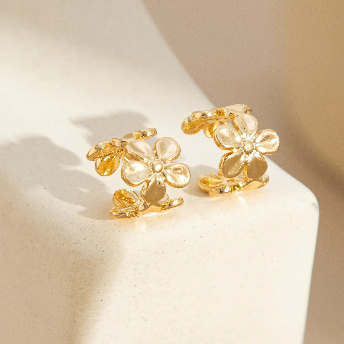 Gold electroplated starfish and scallop shell drop earrings for women