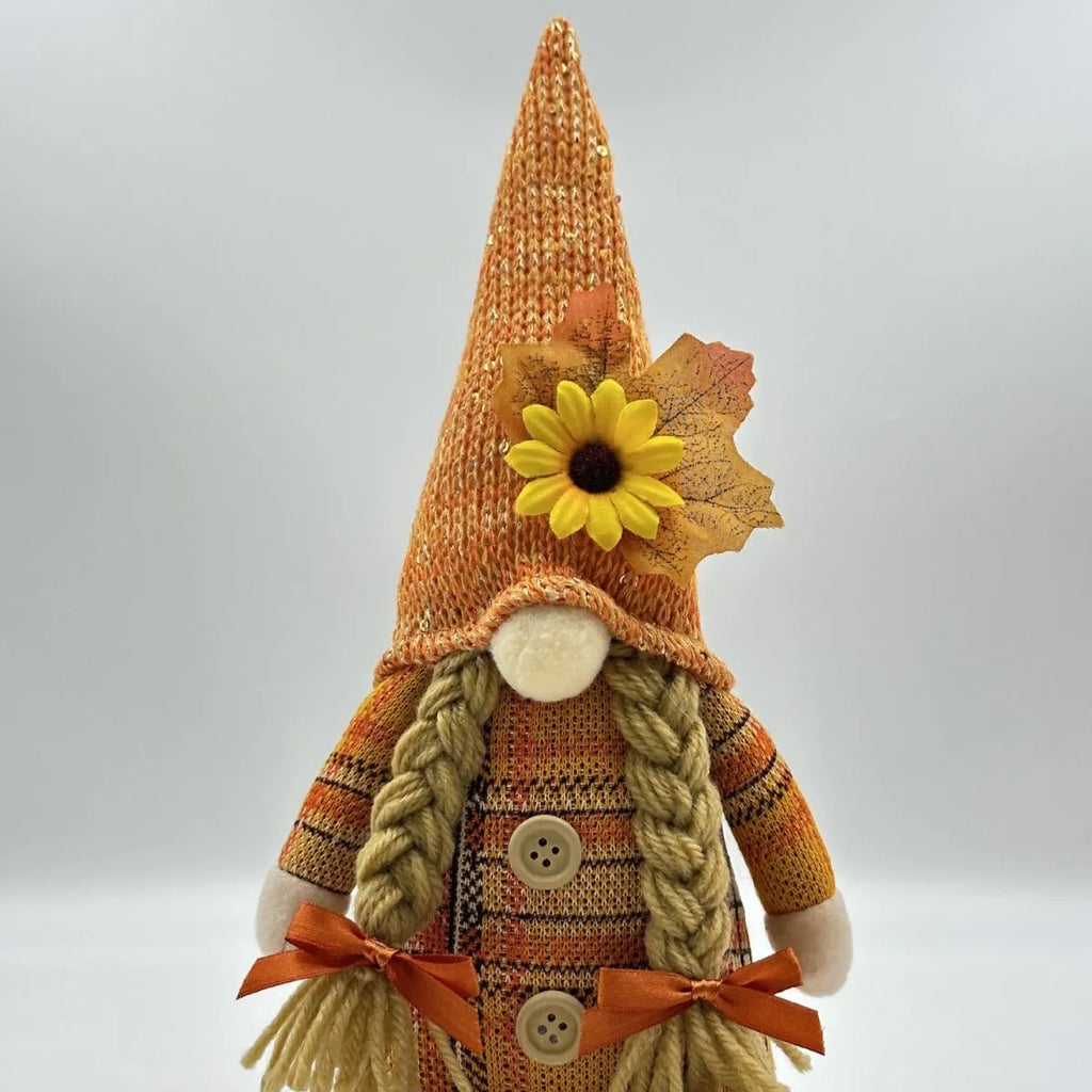 Harvest festival autumn pumpkin faceless doll in braid style for Thanksgiving indoor outdoor decoration