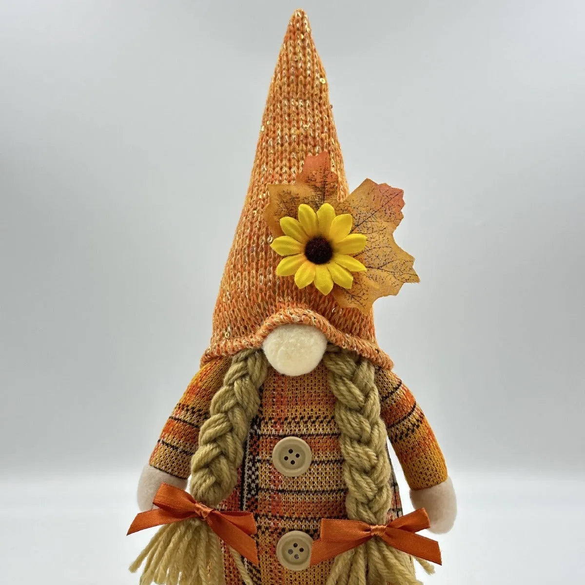 Harvest festival autumn pumpkin faceless doll in braid style for Thanksgiving indoor outdoor decoration