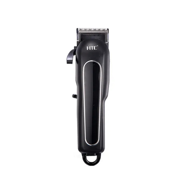 Professional digital hair clipper in black, red, or white with 4 limiting combs, charger, and cleaning tools.