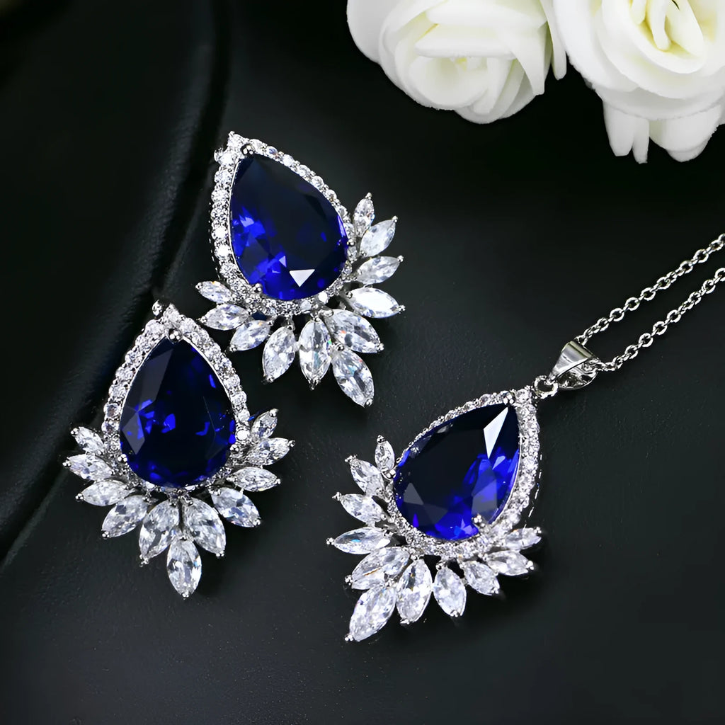 AAA cubic zirconia jewellery chain for bridal banquets in blue, red or white colours