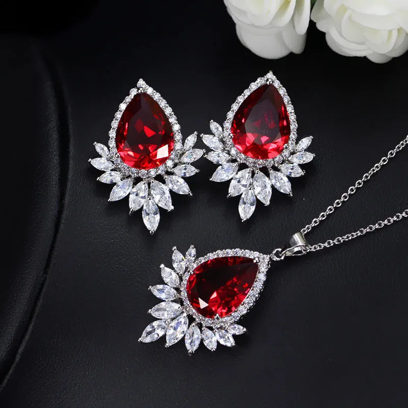 AAA cubic zirconia jewellery chain for bridal banquets in blue, red or white colours