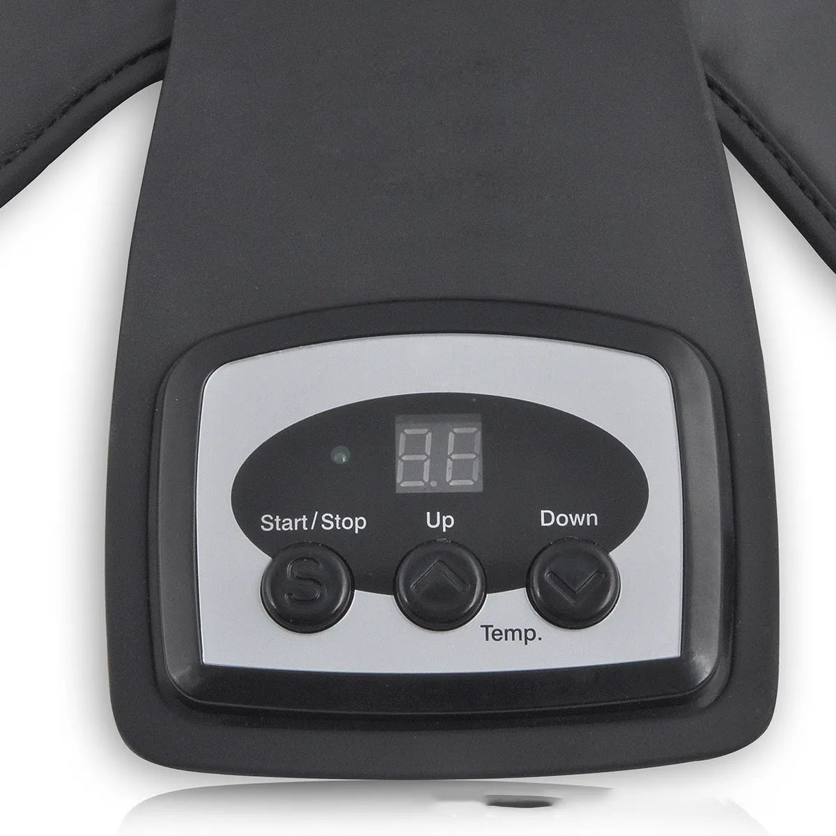 Knee massager with infrared heat, knee pad, shoulder pad, and 12V power adapter.