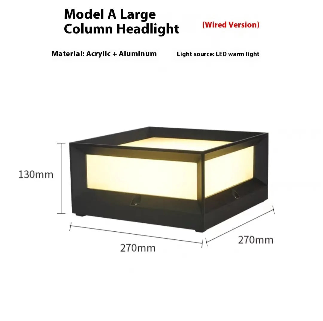 Solar LED outdoor column light with aluminium construction and IP54 waterproof rating