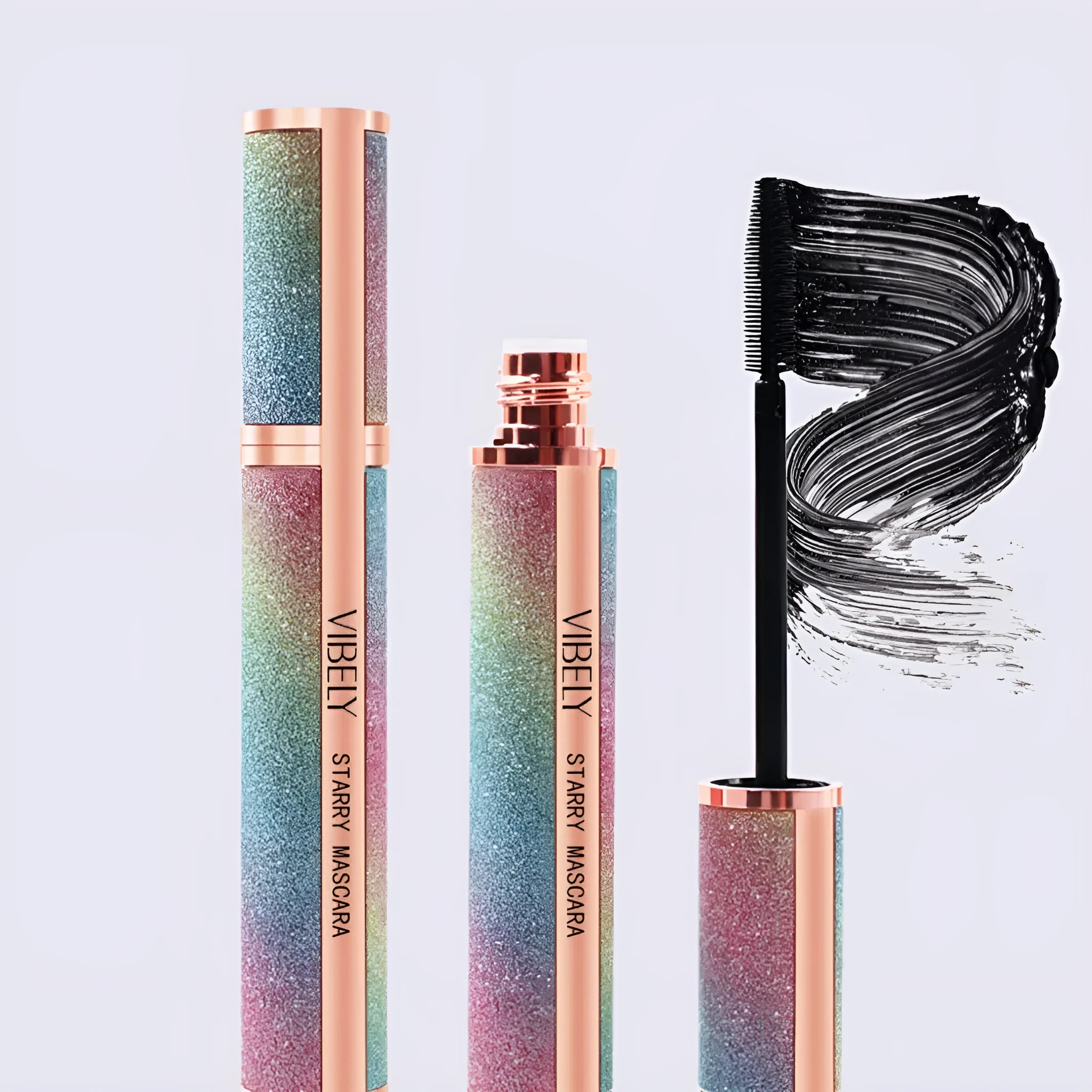 Black waterproof mascara with 4D long thick curling effect and anti-smudge formula