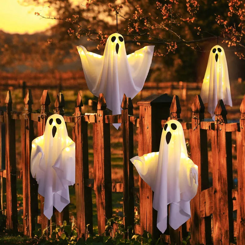 White ghost horror ambience light with cloth construction for Halloween decorations