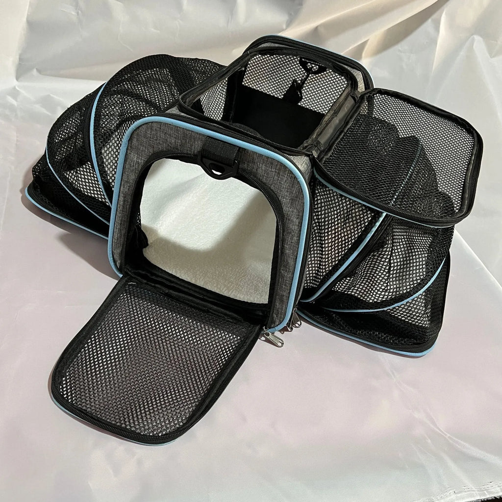 Large capacity cat bag in 600D cation fabric available in small and large sizes with four colour options