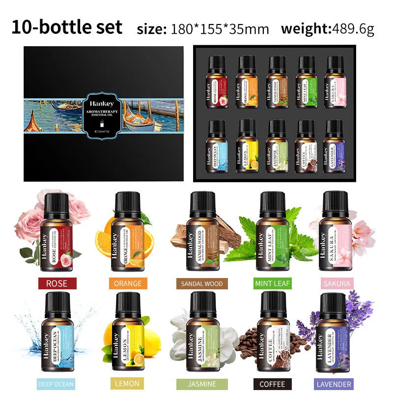 Boxed set of water-soluble aromatherapy essential oils for fresh air function