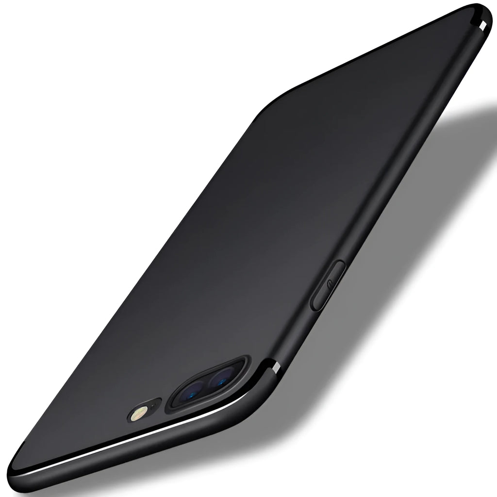 TPU silicone iPhone case in black, blue, red, and white colours for models 6, 7, 8, and X.