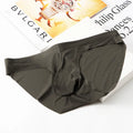 Men's ice silk seamless briefs showing egg sack design in black colour