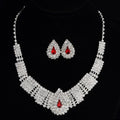 Exaggerated full drill bridal suite necklace and earrings set with rhinestones