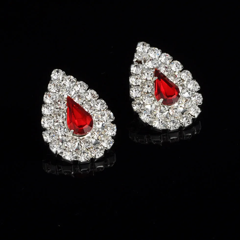 Exaggerated full drill bridal suite necklace and earrings set with rhinestones