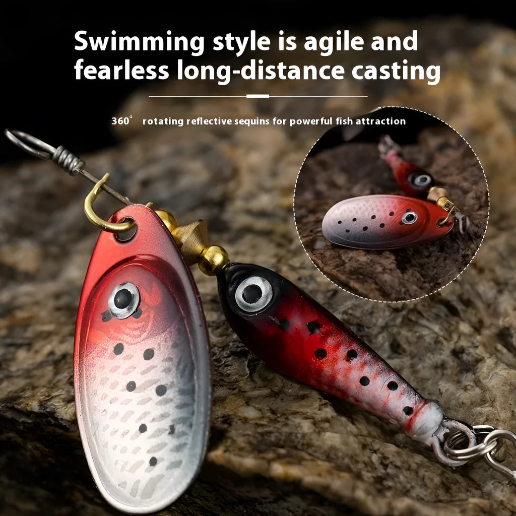 Metal rotating sequins hand-cranking composite simulation lure in blue colour with fishhook 9g 7cm