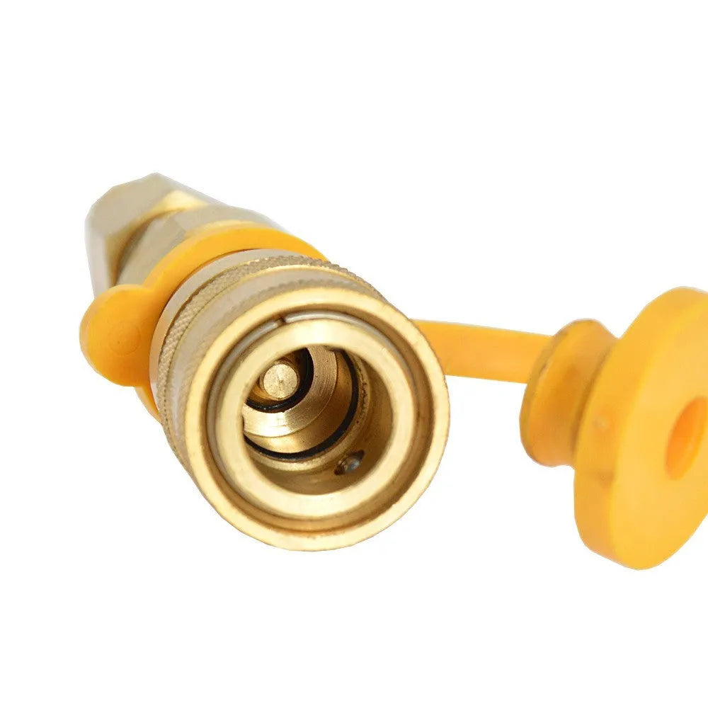 Brass gas propane conversion charging connector with 3/8-inch American standard thread in gold colour