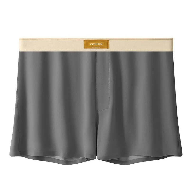 Men's loose fit ice silk underwear in solid colours showing mid-waist design and breathable fabric texture.
