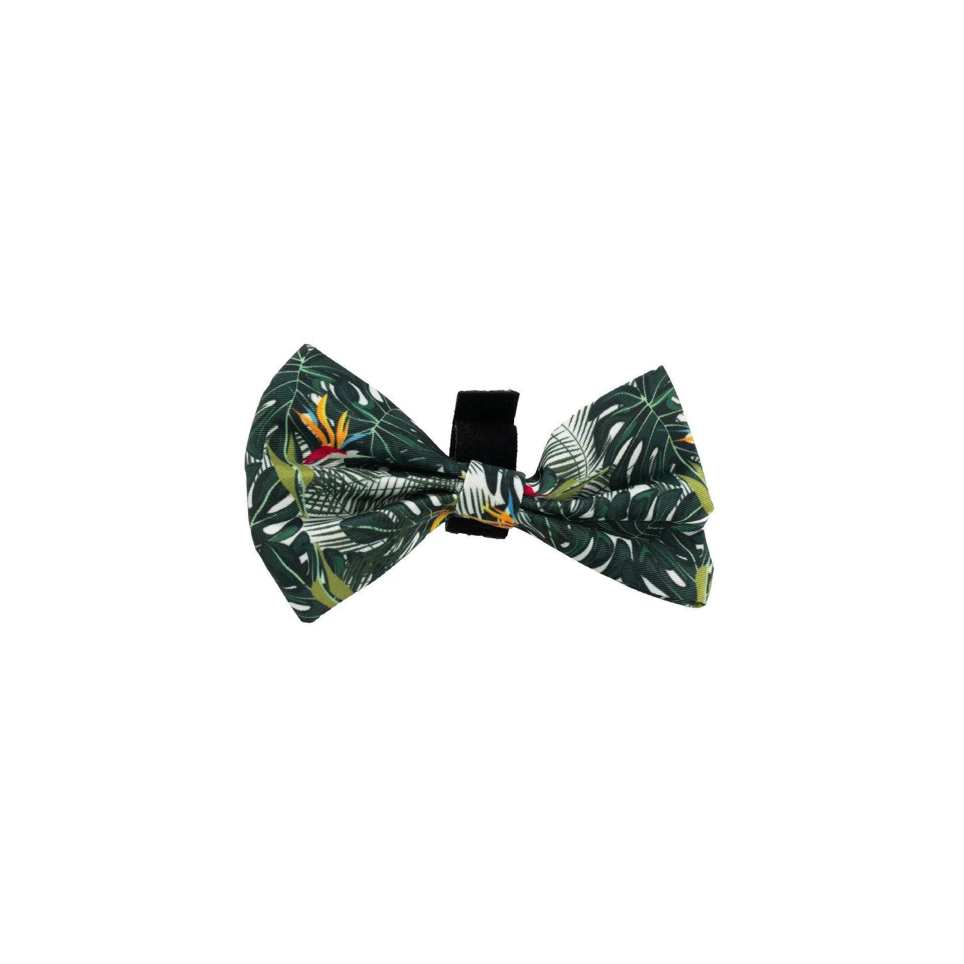 Six-piece cloth dog harness set with chest back, leash, collar, waste bag, bow tie, and scarf in various colours