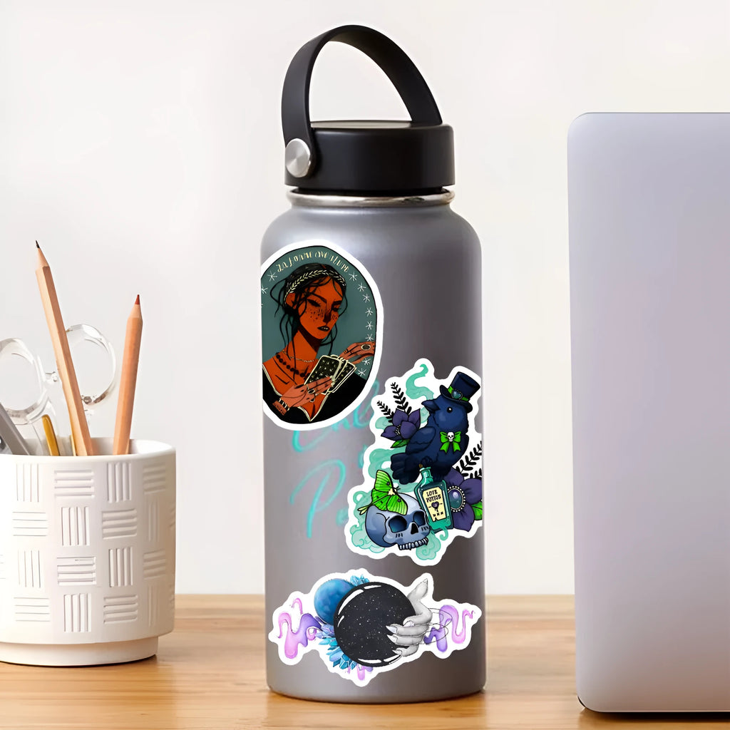 50 waterproof PVC stickers in 3-8cm sizes for laptops and smooth surfaces