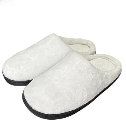 Pattern printed cotton slippers with flannel lining, shown in a customisable colour with soft TPR soles.