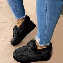 Women's warm cotton casual shoes with velvet lining and rubber non-slip sole
