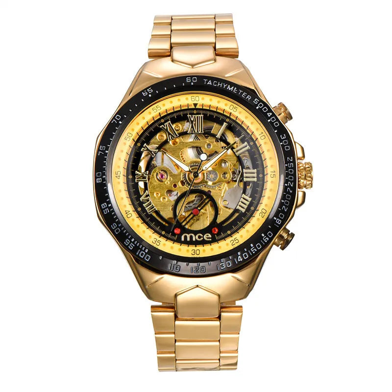 MCE men's explosion-proof mechanical watch with stainless steel case and automatic movement
