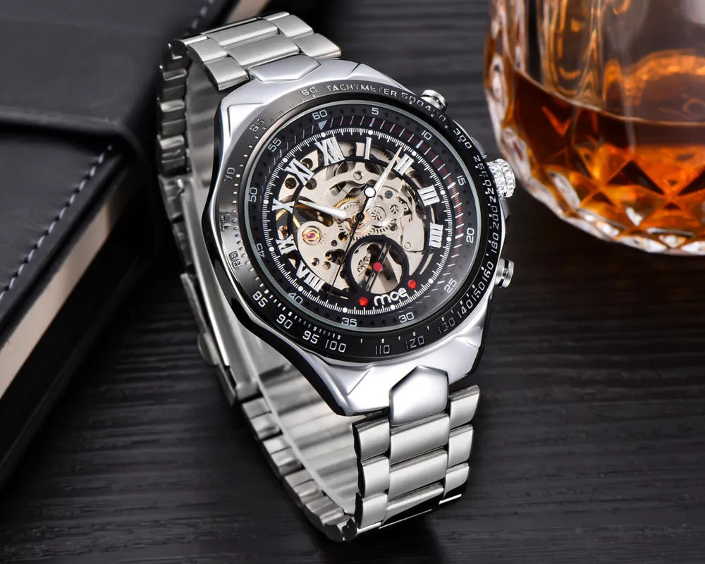 MCE men's explosion-proof mechanical watch with stainless steel case and automatic movement