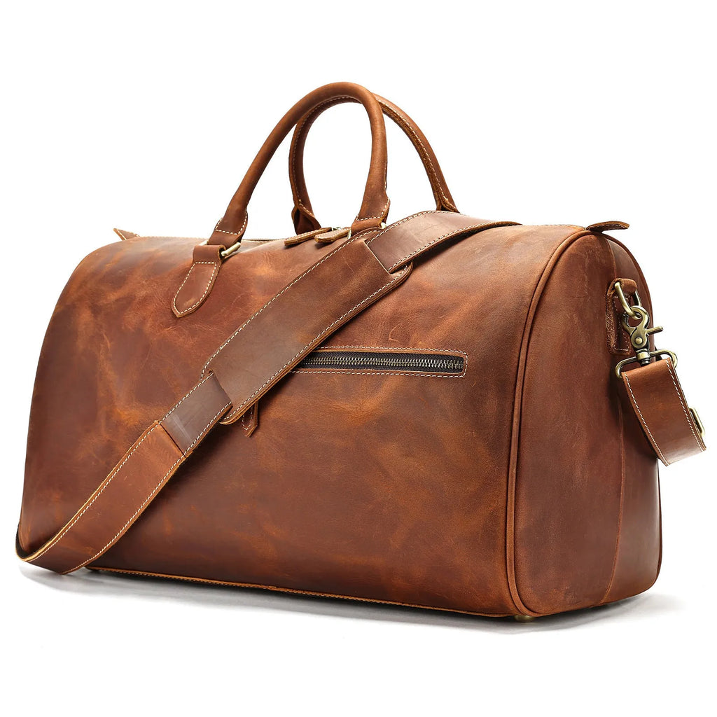 Men's genuine leather crossbody bag in vintage design with large capacity dimensions