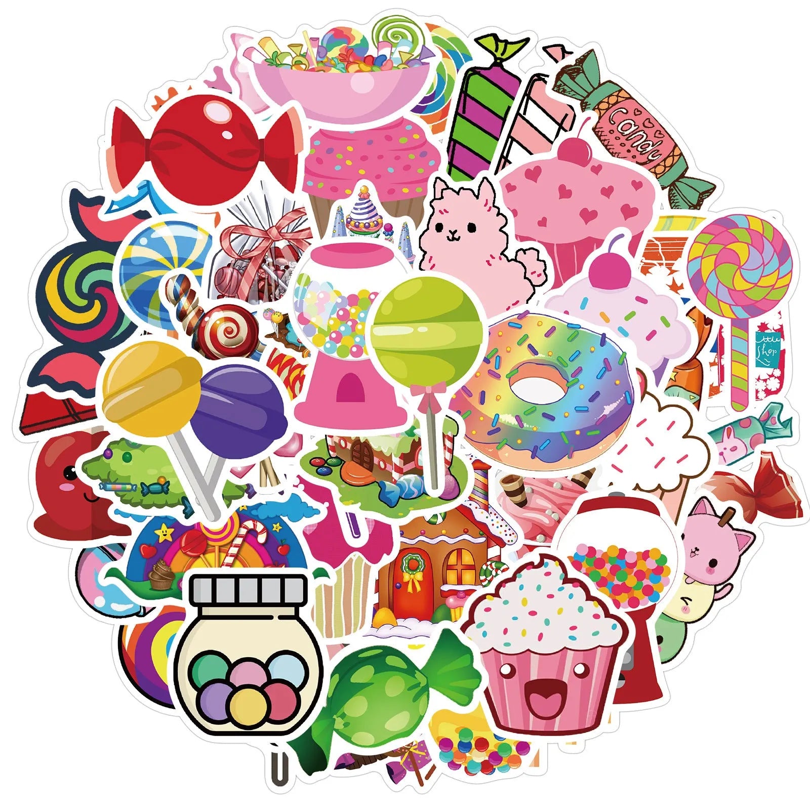 Colourful candy series graffiti stickers pack of 50 sheets measuring 4-6cm