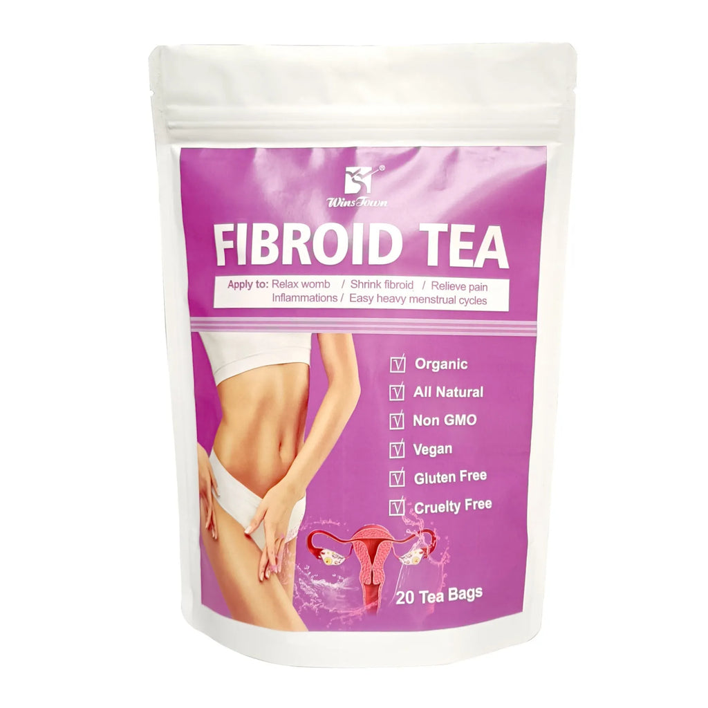 Pack of C83 Winstown Fibroid Herbal Tea bags on a dry surface.