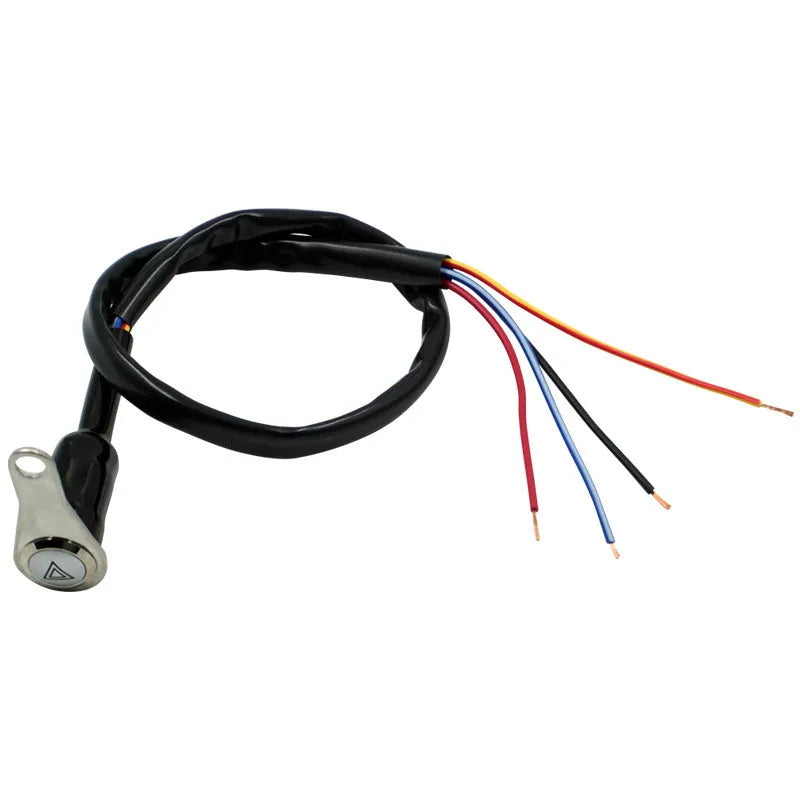 Black stainless steel motorcycle switch with illuminated light ring for double flashing control