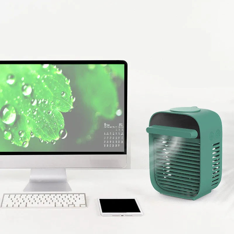 USB spray air cooler desktop fan in white with 200ml water tank bladeless design
