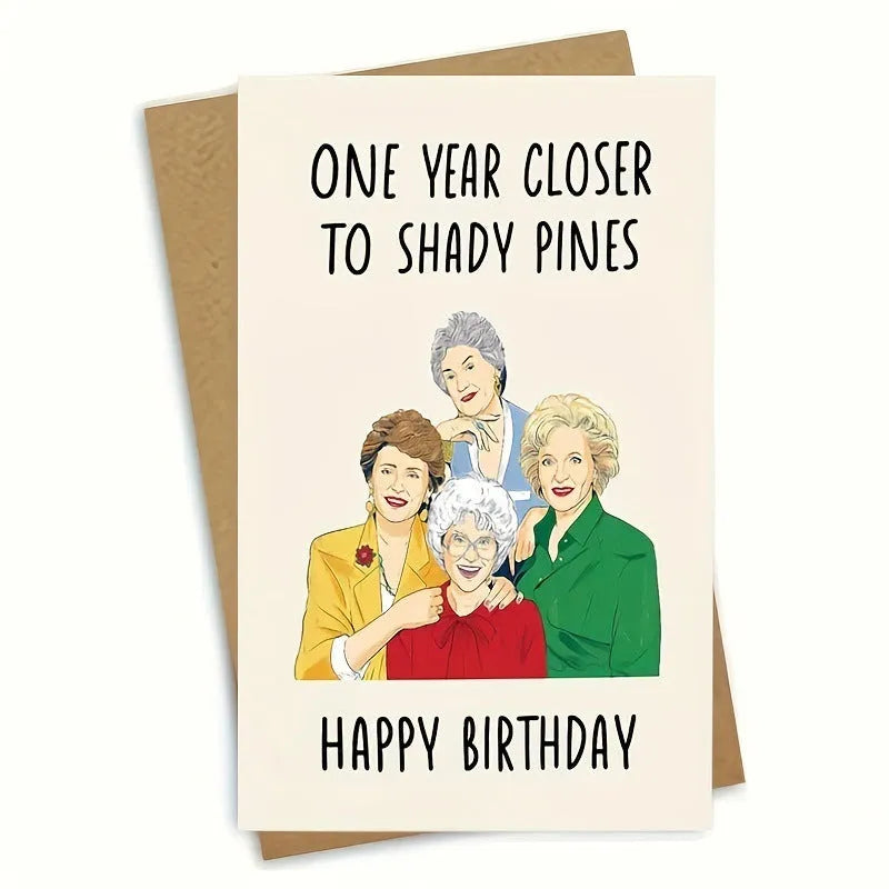 Simple printed birthday greeting cards with coloured envelopes in kraft, pink, purple, red, yellow and balloon styles