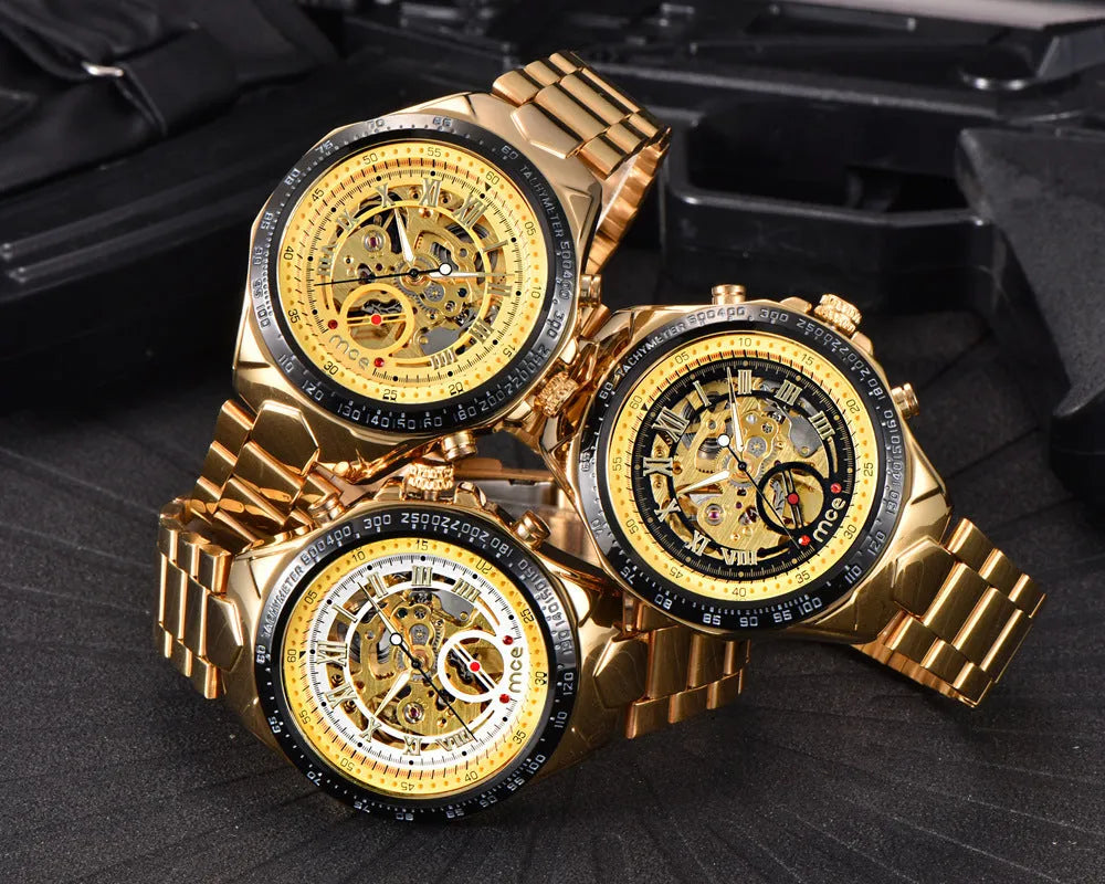 MCE men's explosion-proof mechanical watch with stainless steel case and automatic movement