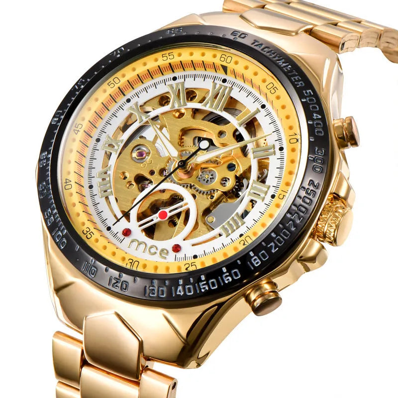 MCE men's explosion-proof mechanical watch with stainless steel case and automatic movement