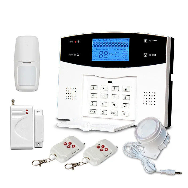 White dual network anti-theft alarm host with mobile card and phone line alarm capability