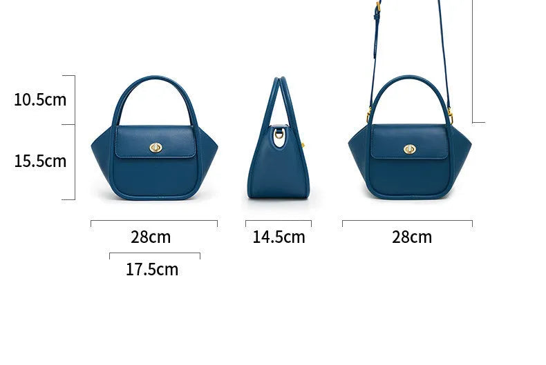 Leather wing bag with latch closure and buckle detailing in cow leather with cross-body strap