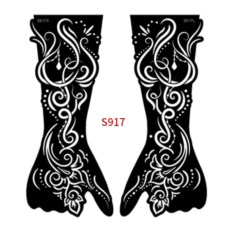 Geometric hollow template tattoo sticker with machine-cut edges and three-dimensional paper carving texture
