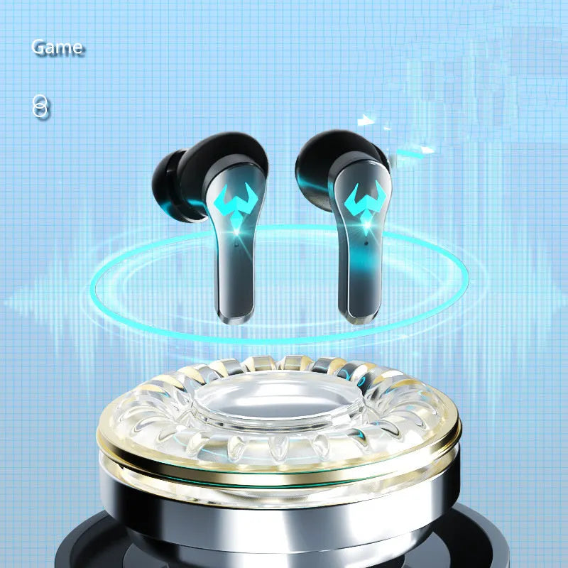 Black noise-cancelling in-ear sports stereo gaming headset with Bluetooth 5.0 connectivity
