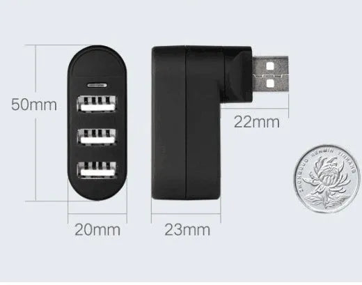 USB 2.0 expansion hub with multiple ports in black colour option