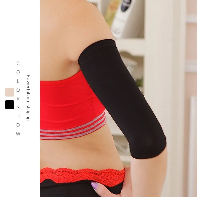 Women's black nylon shaping arm sleeve for middle-aged ladies with free size fitting