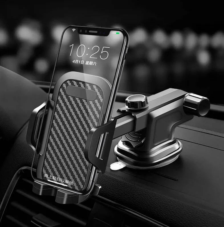 Black universal car phone holder for mobile devices between 4.0 and 7.0 inches