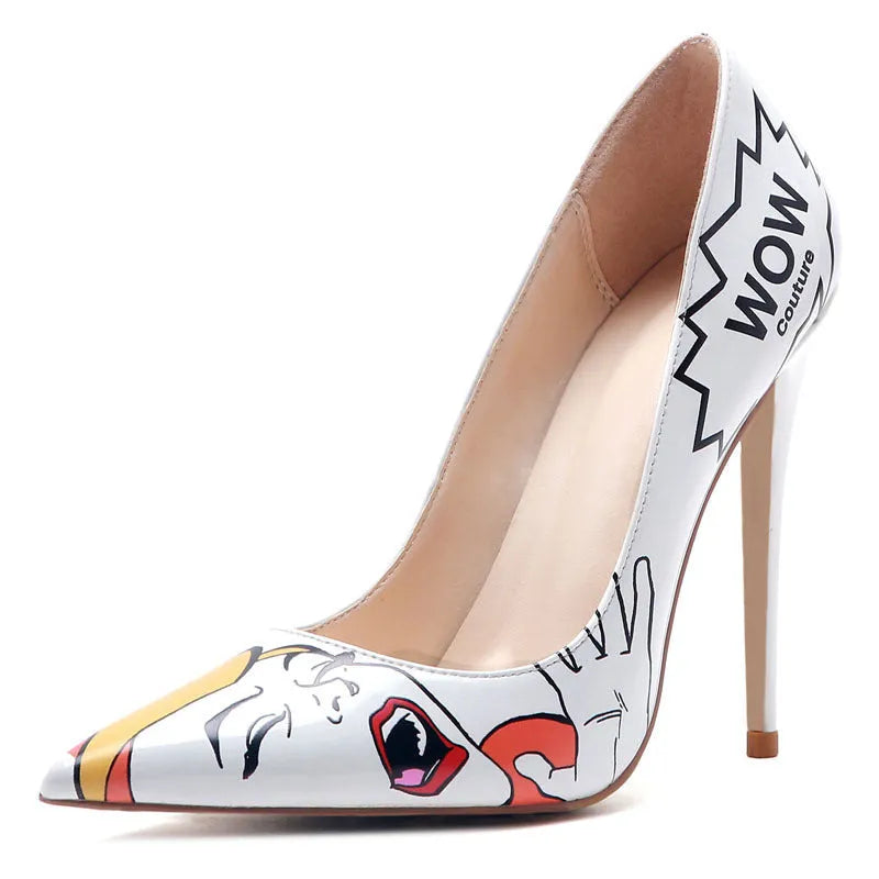 3D printed high heels in black grey with 12cm heel and non-slip rubber sole
