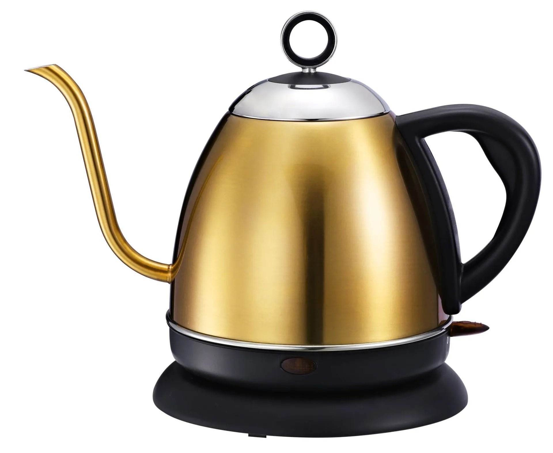 Stainless steel automatic electric kettle in gold colour with touch controls and 1 litre capacity