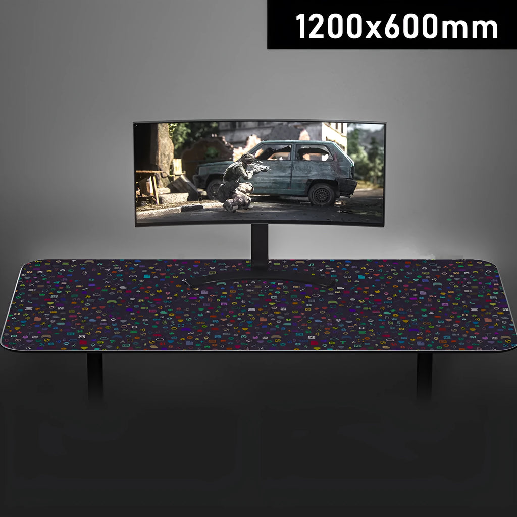 Gaming computer mouse pad with cloth surface and rubber base in picture colour