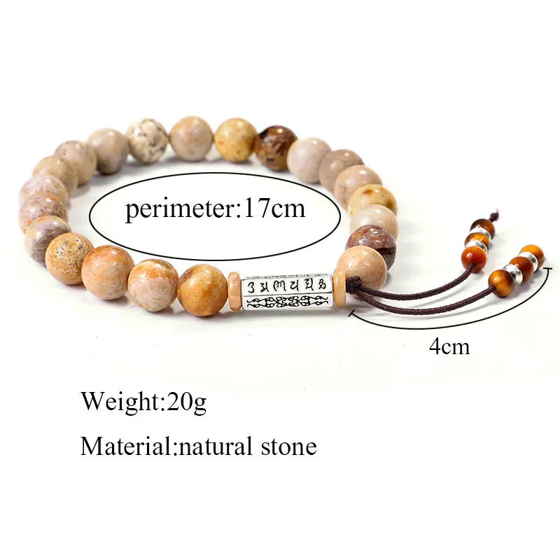 Wood colour stone bead handmade bracelet with retro simple European American style design