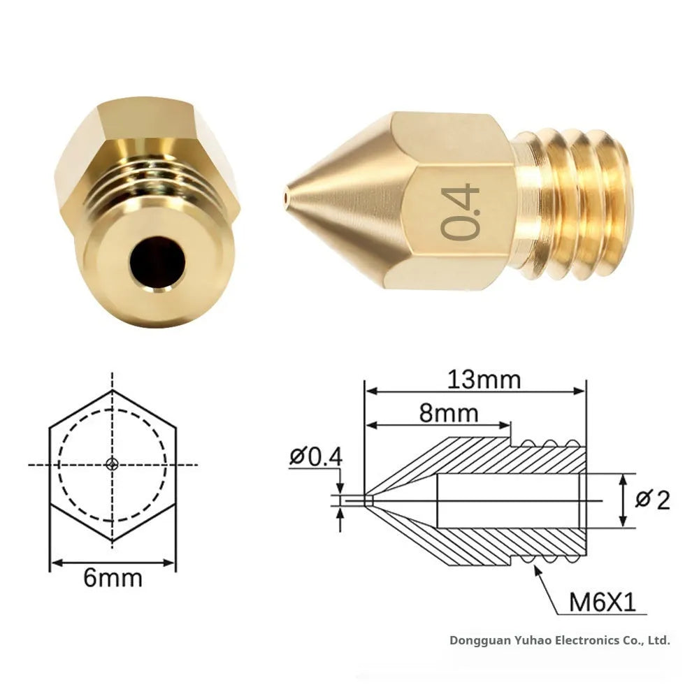 MK8 brass 0.4mm nozzle and stainless steel cleaning pin kit for 3D printer maintenance